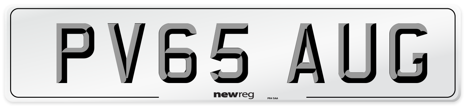 PV65 AUG Number Plate from New Reg